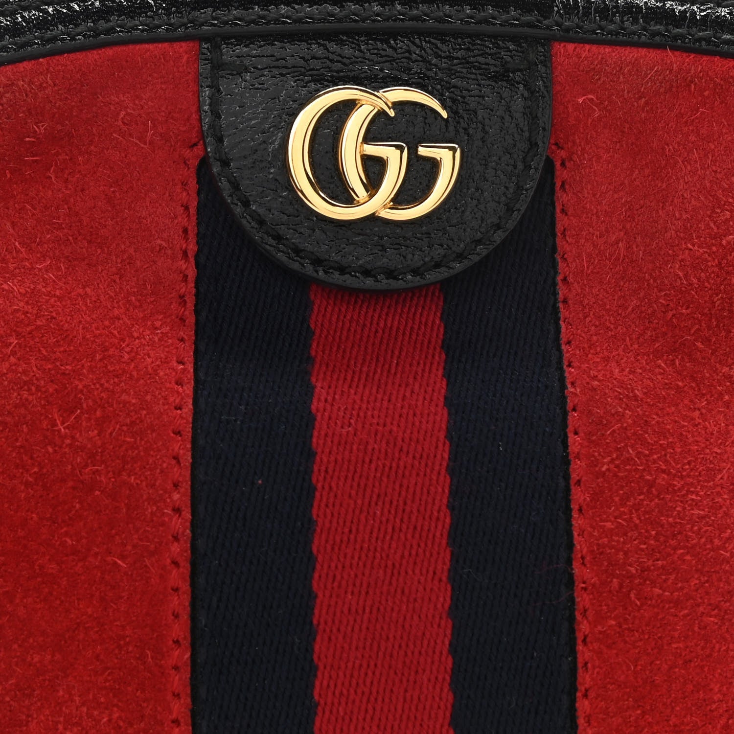 Gucci Suede Patent Web GG Small Ophidia Dome Shoulder Bag Hibiscus Red 8 of 15