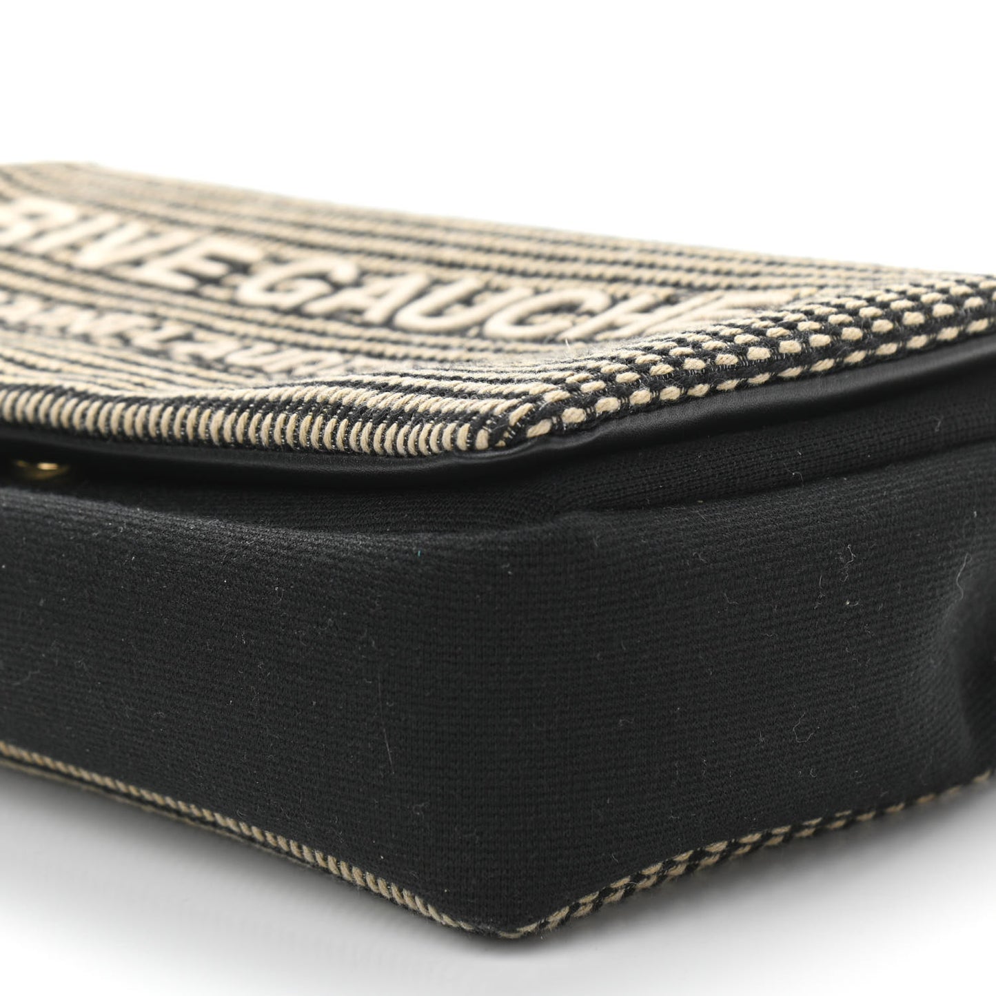 Cotton Embroidered Rive Gauche Noe Chain Bag Black Beige