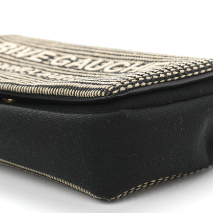 Saint Laurent Cotton Embroidered Rive Gauche Noe Chain Bag Black Beige 9 of 9