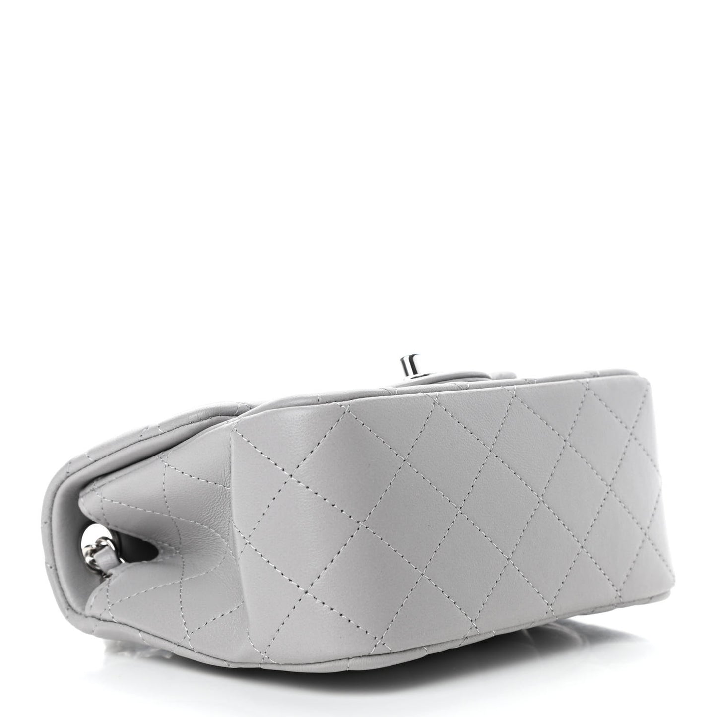 Lambskin Quilted Mini Square Flap Light Grey