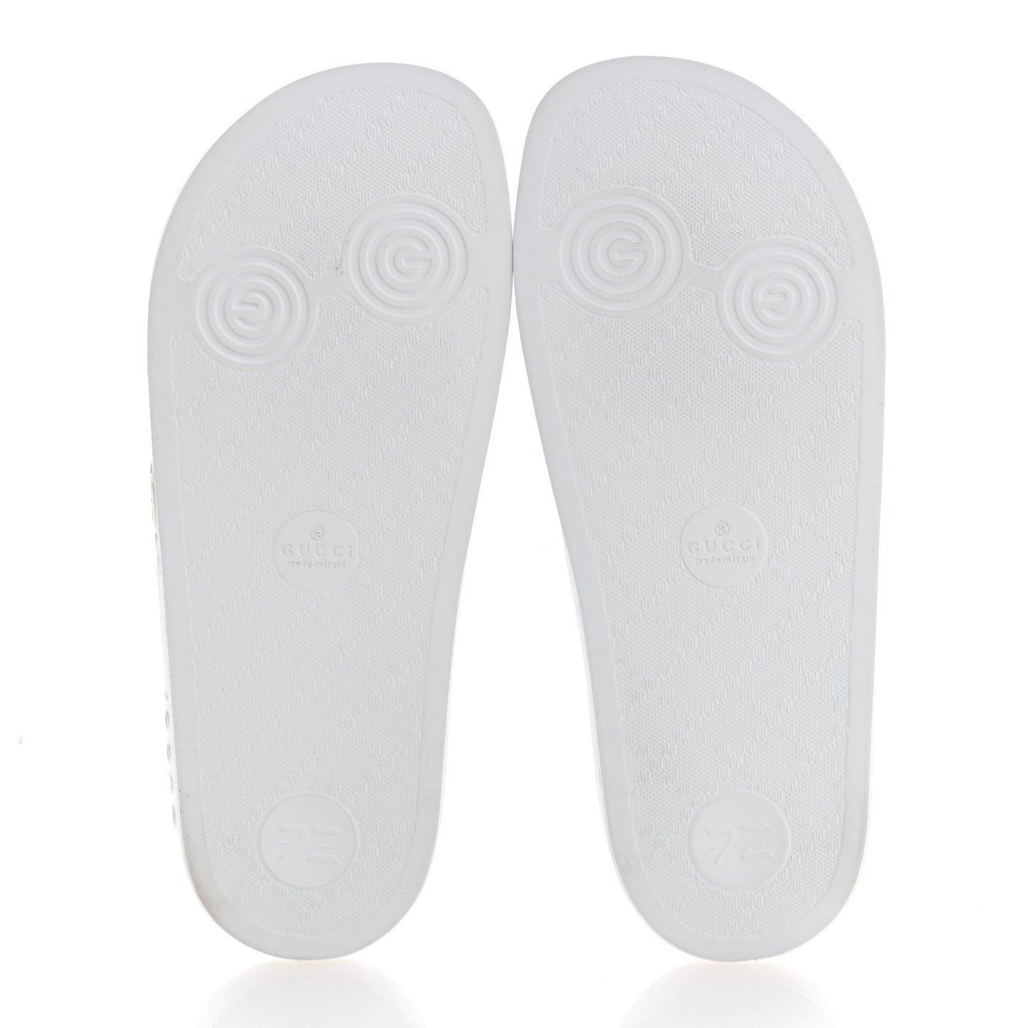 Rubber GG Monogram Perforated Womens Slide Sandals 38 Great White
