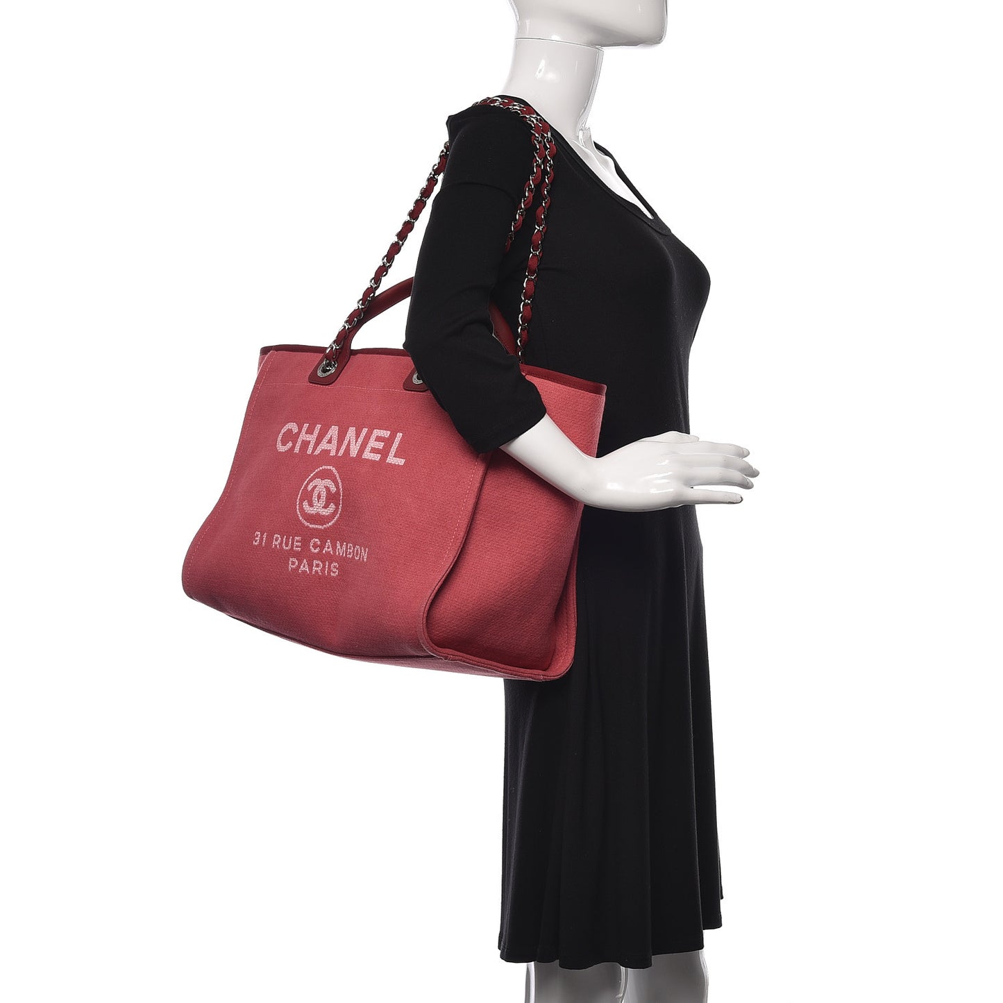 Canvas Medium Deauville Tote Red