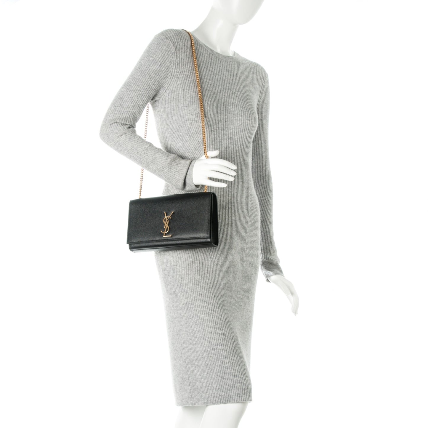 Grain De Poudre Medium Classic Monogram Kate Satchel Black