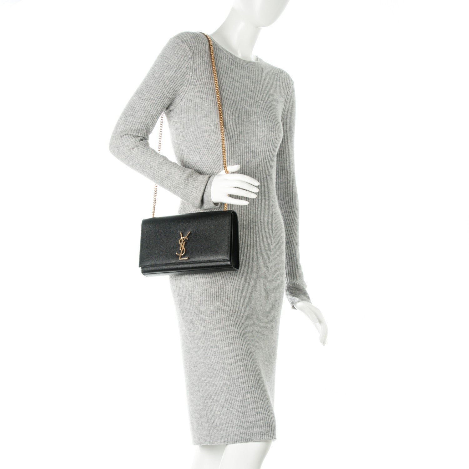 Saint Laurent Grain De Poudre Medium Classic Monogram Kate Satchel Black 2 of 6