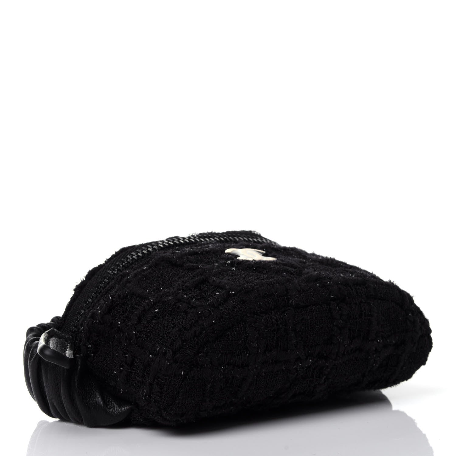 Chanel Tweed Lambskin Quilted Arm Coin Purse Black 3 of 4