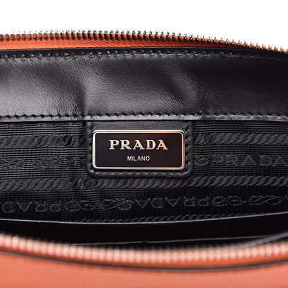 Prada Saffiano Cuir Clutch Wristlet Bag Papaya 6 of 10