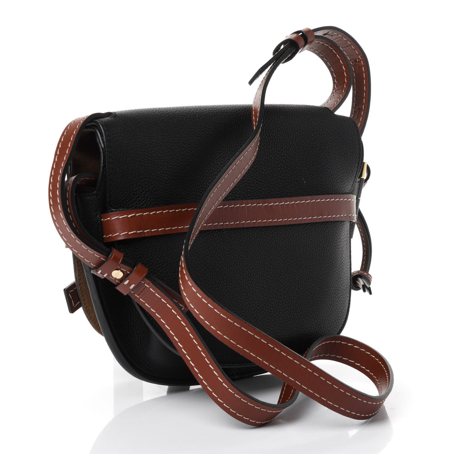 Grained Calfskin Small Gate Crossbody Bag Pecan Black