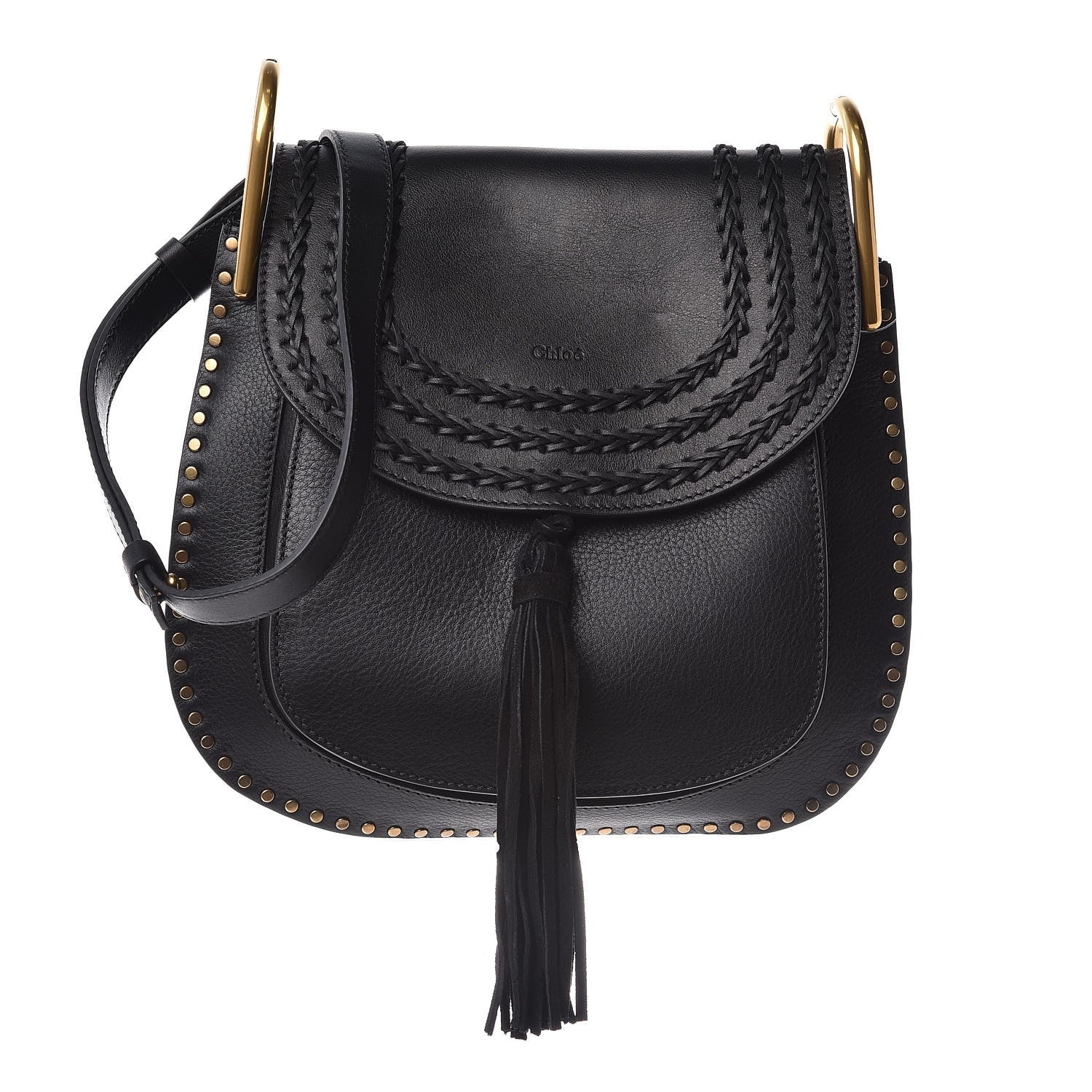 Chloe Calfskin Braided Medium Hudson Shoulder Bag Black 1 of 9