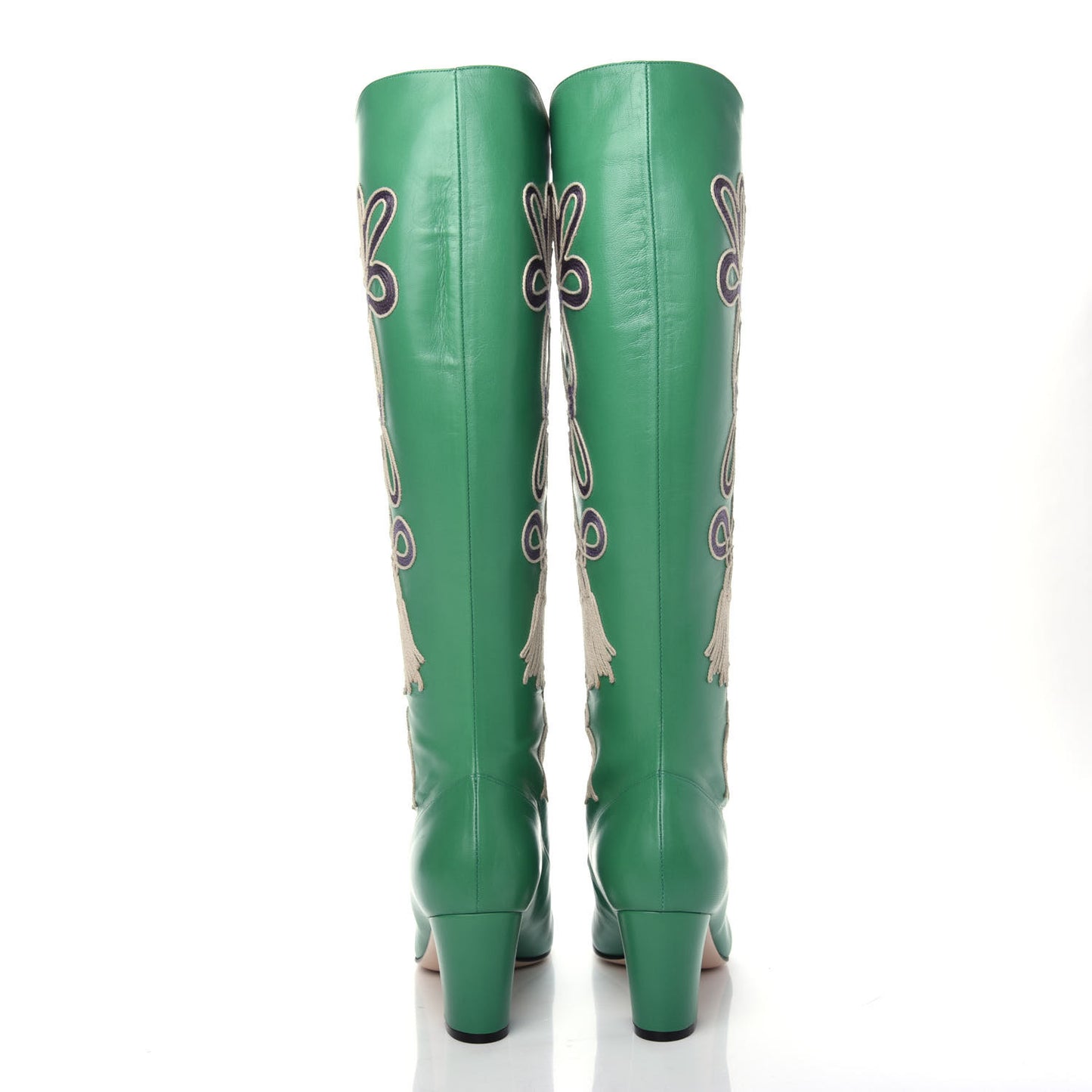 Calfskin Embroidered Amaya Knee High Boots 39 New Shamarock