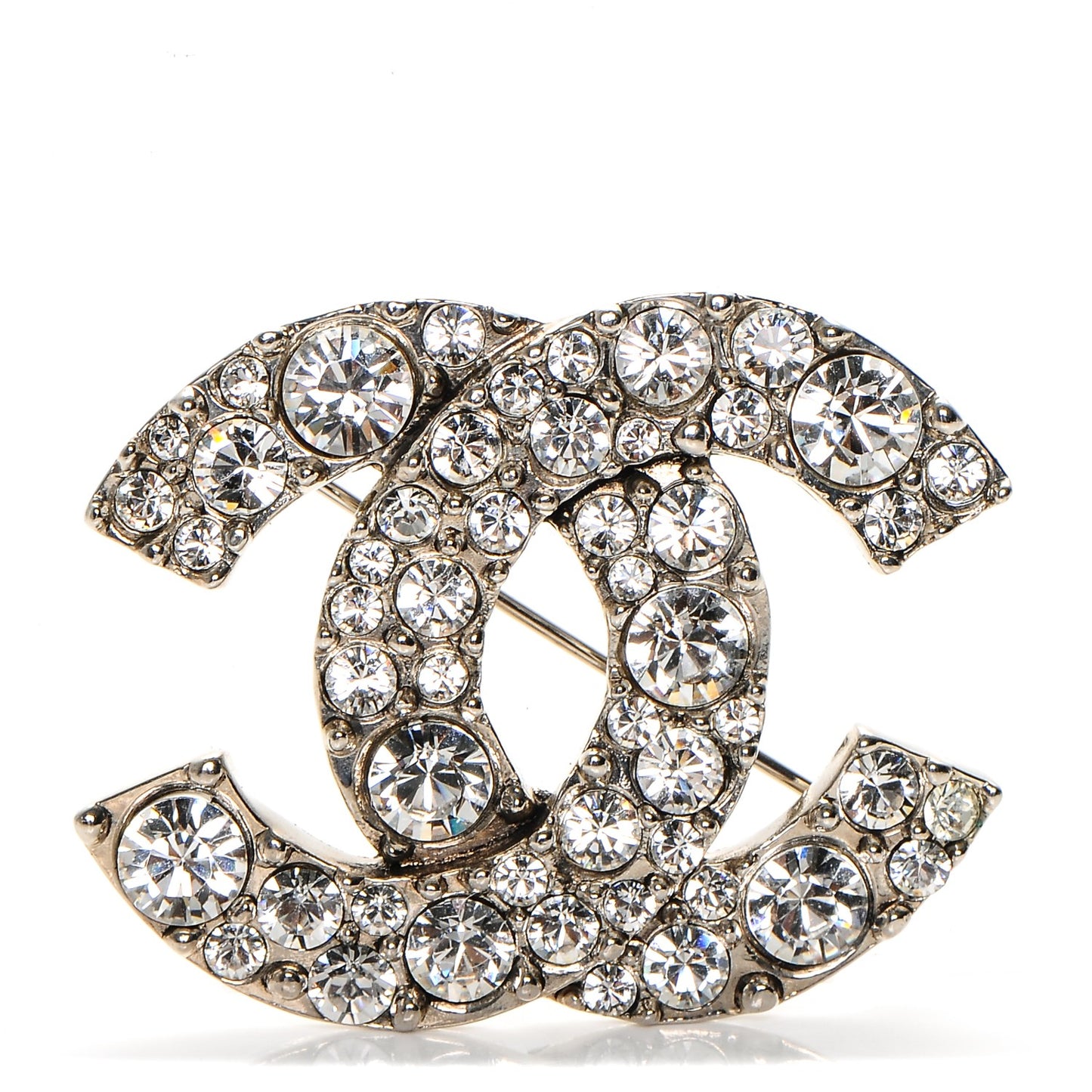 Crystal Large CC Brooch Silver