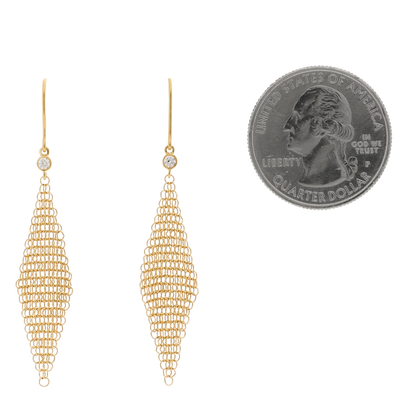 18K Yellow Gold Diamond Mini Elsa Peretti Mesh Earrings