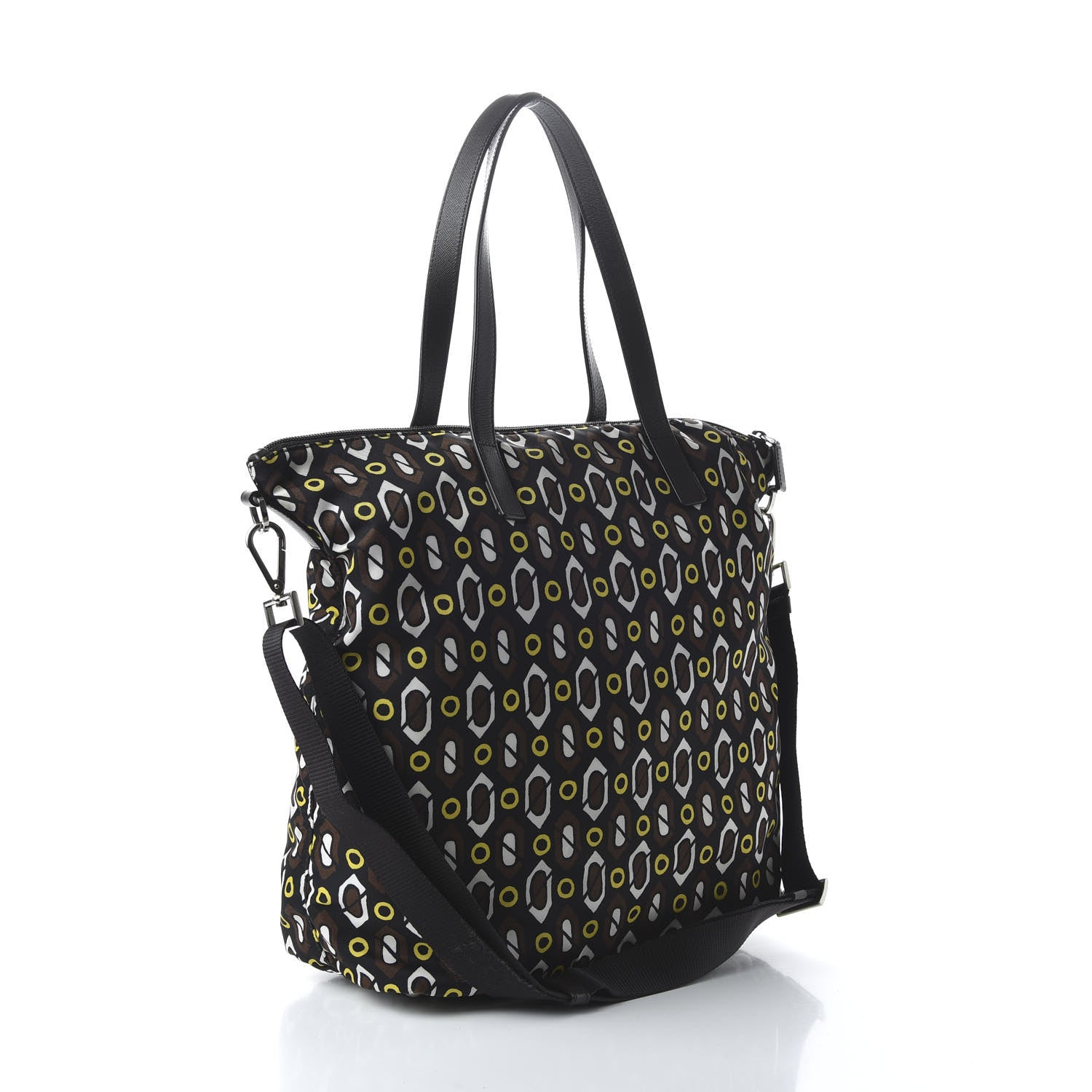 Prada Tessuto Stampato Nylon Saffiano Print Tote Cacao 3 of 9