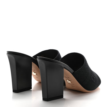 Christian Dior Cotton Embroidered Dway 85mm Slide Sandals 36.5 Black 4 of 7