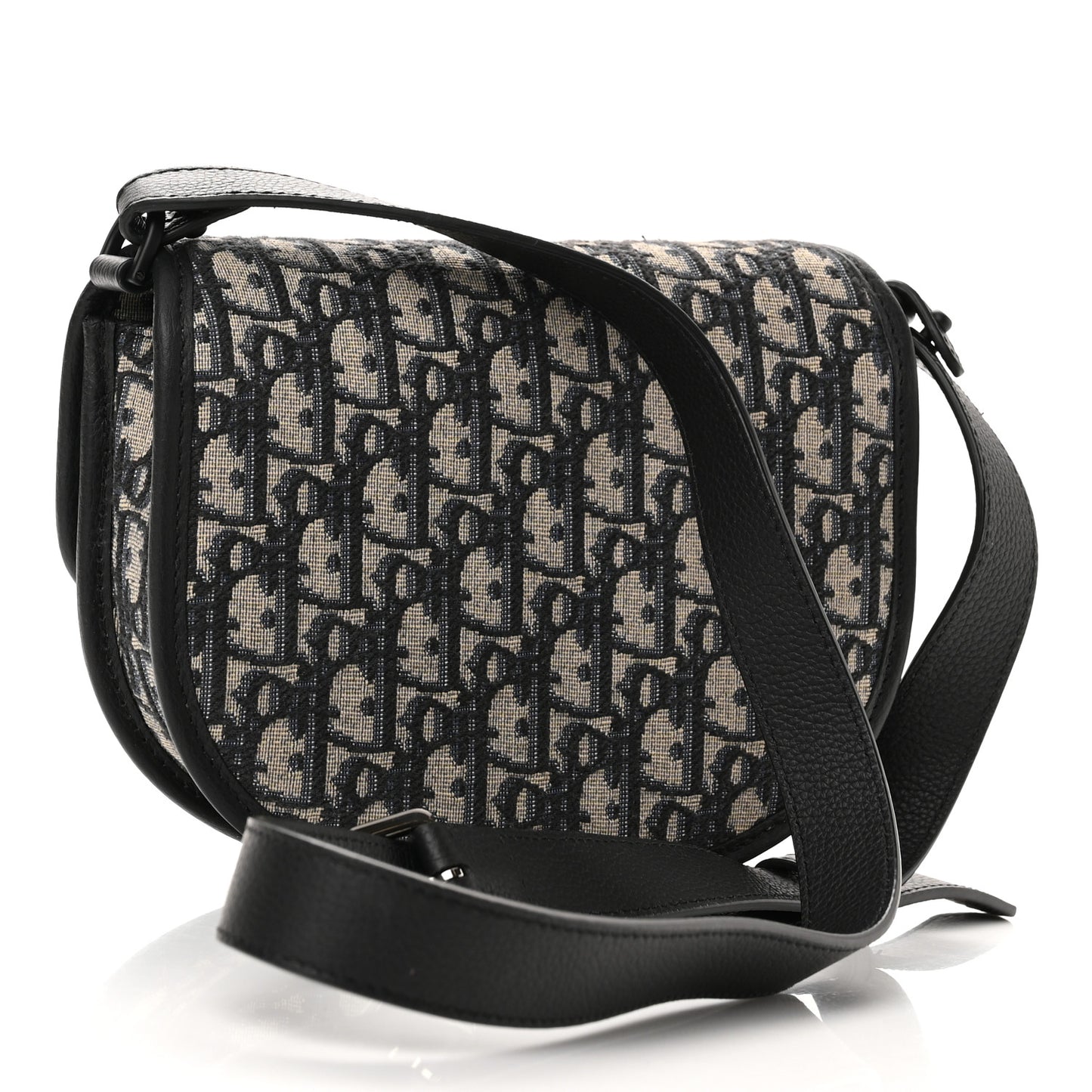 Oblique Grained Calfskin Mini Gallop Bag With Strap Black Beige