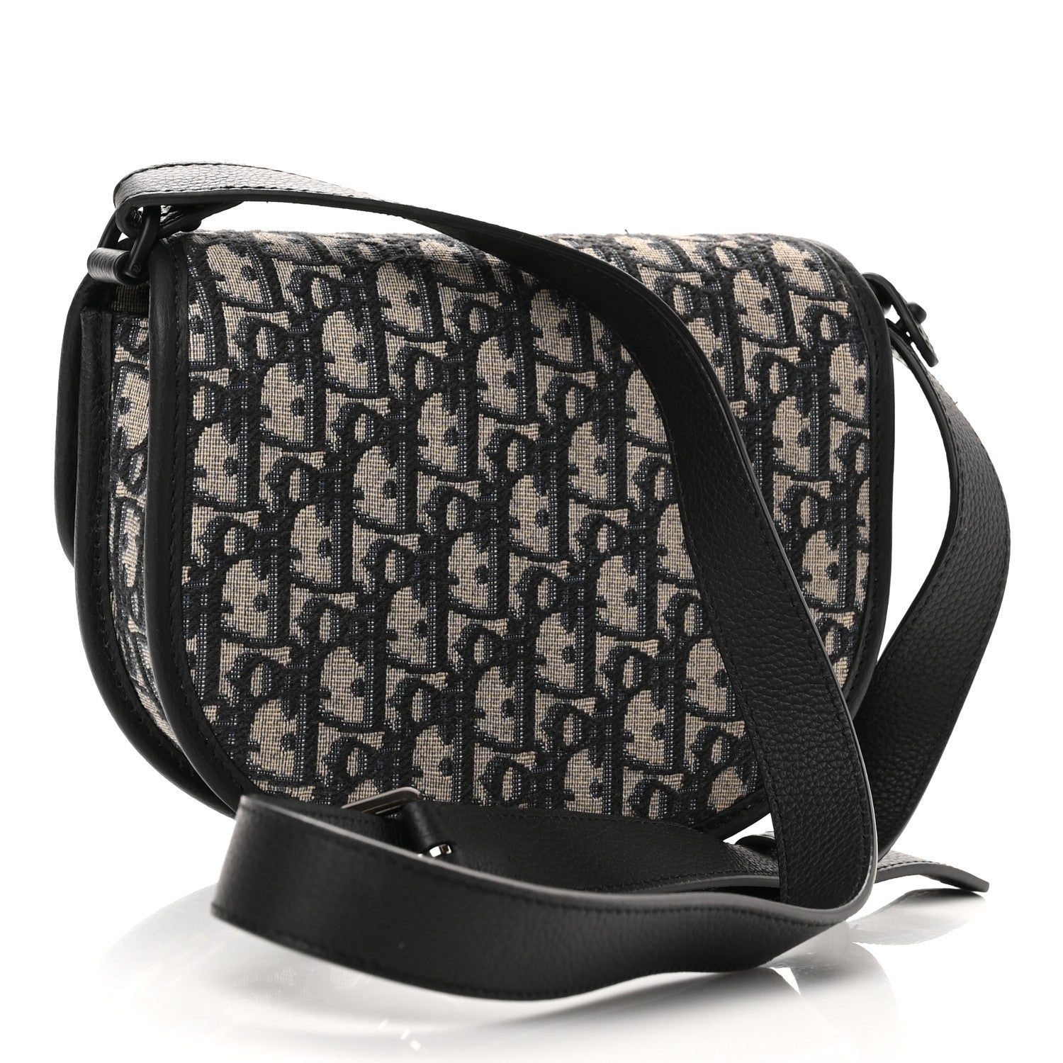 Christian Dior Oblique Grained Calfskin Mini Gallop Bag With Strap Black Beige 3 of 11