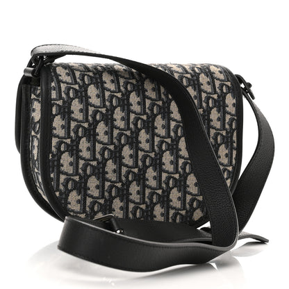 Christian Dior Oblique Grained Calfskin Mini Gallop Bag With Strap Black Beige 3 of 11