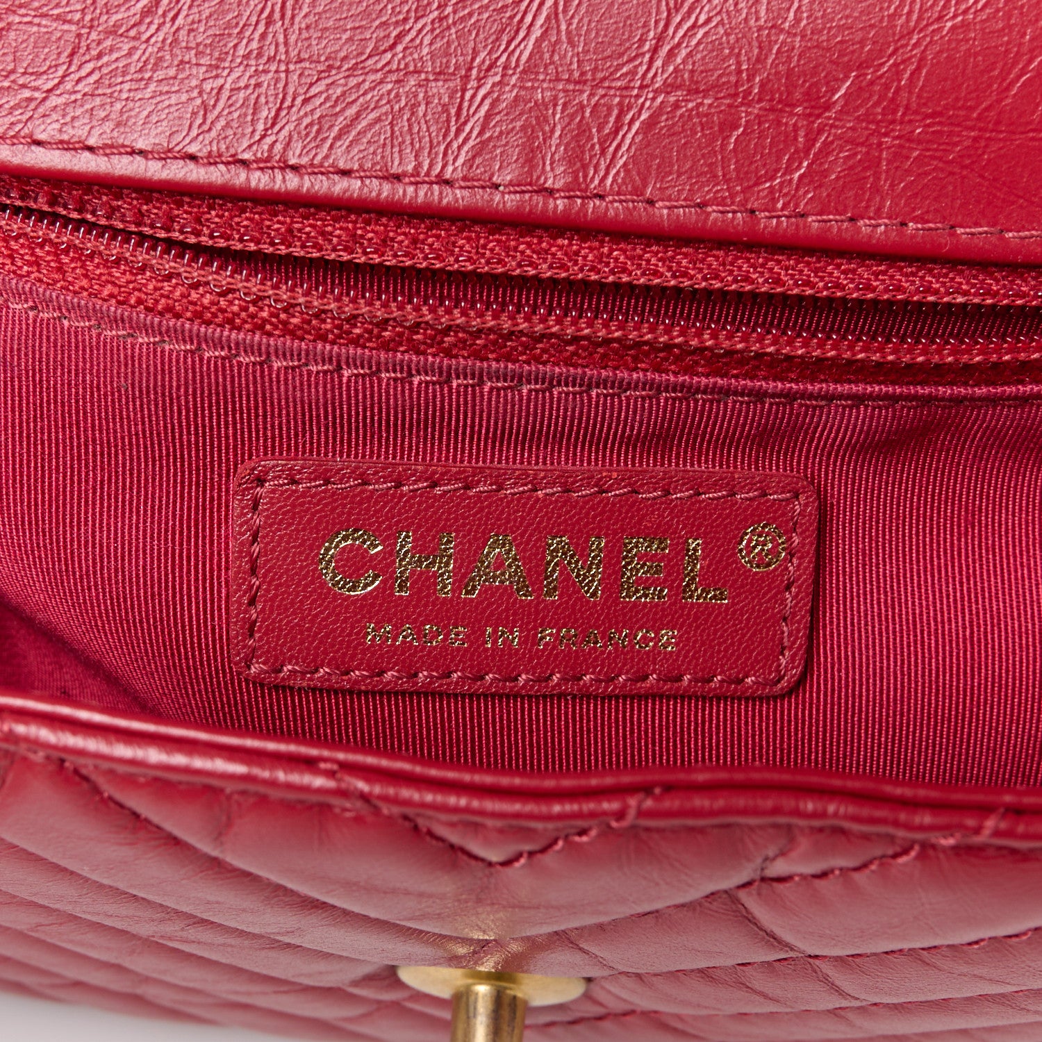 Chanel Calfskin Chevron Quilted Top Handle Flap Red 6 of 12