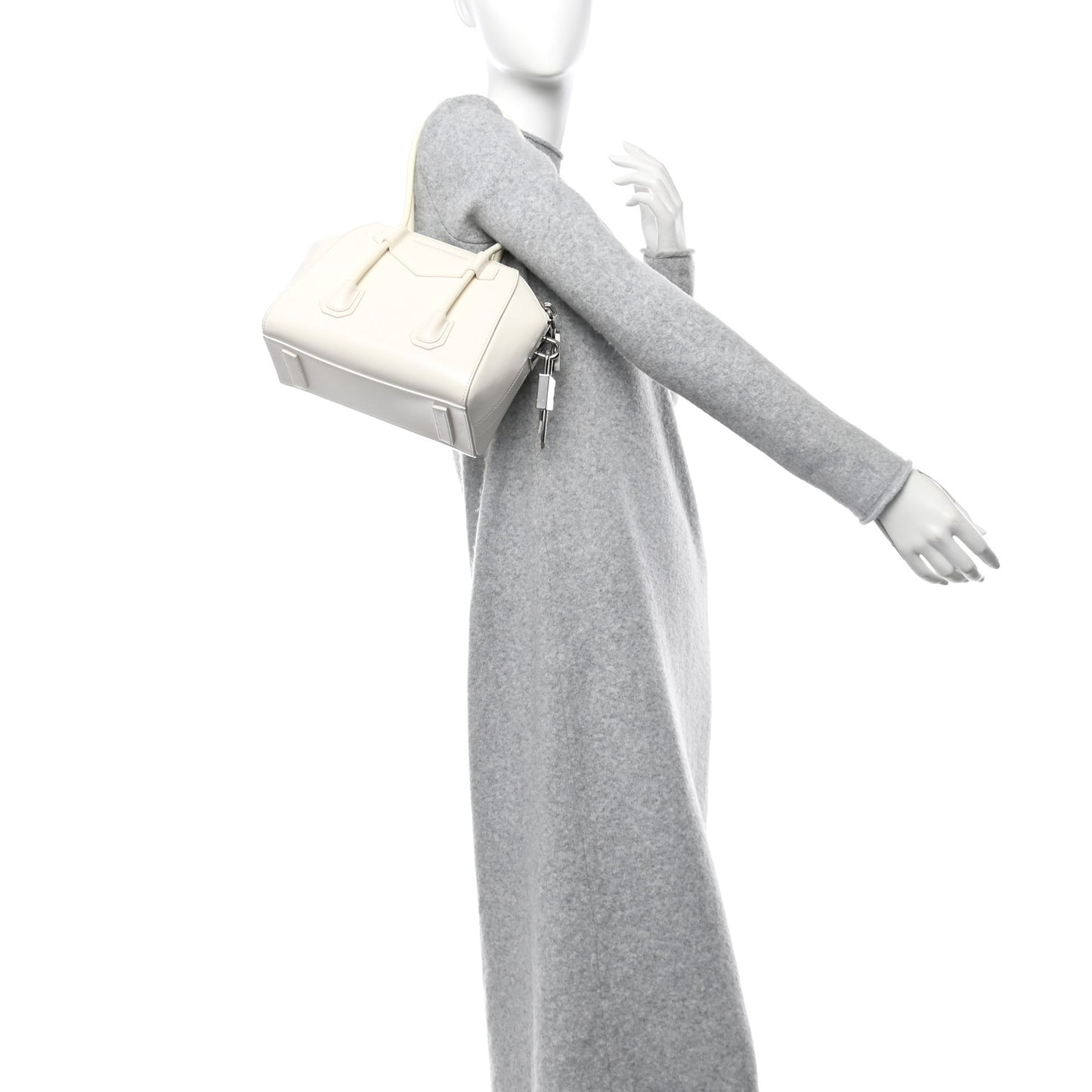 Box Calfskin Mini Lock Antigona Shoulder Bag Ivory