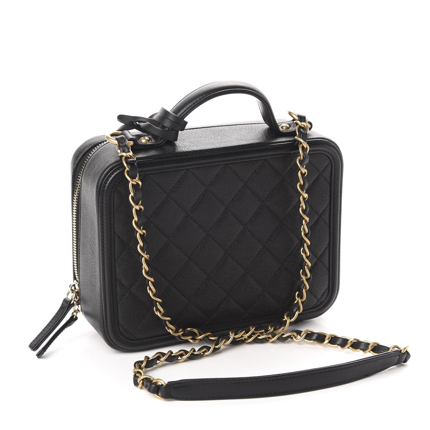 Caviar Quilted Medium CC Filigree Vanity Case Black