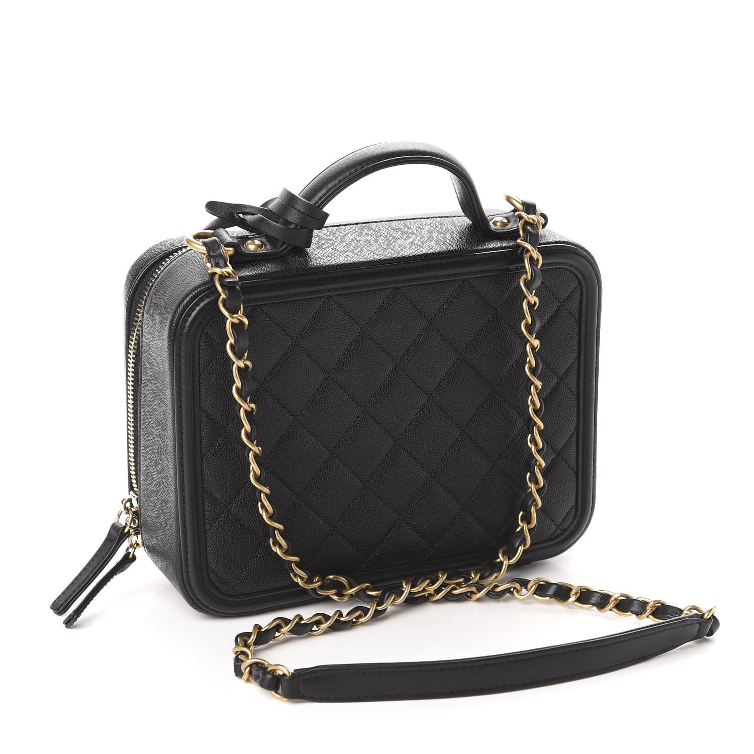 Chanel Caviar Quilted Medium CC Filigree Vanity Case Black 3 of 13