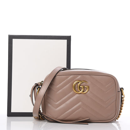 Gucci Calfskin Matelasse Mini GG Marmont Chain Shoulder Bag Nude 8 of 8