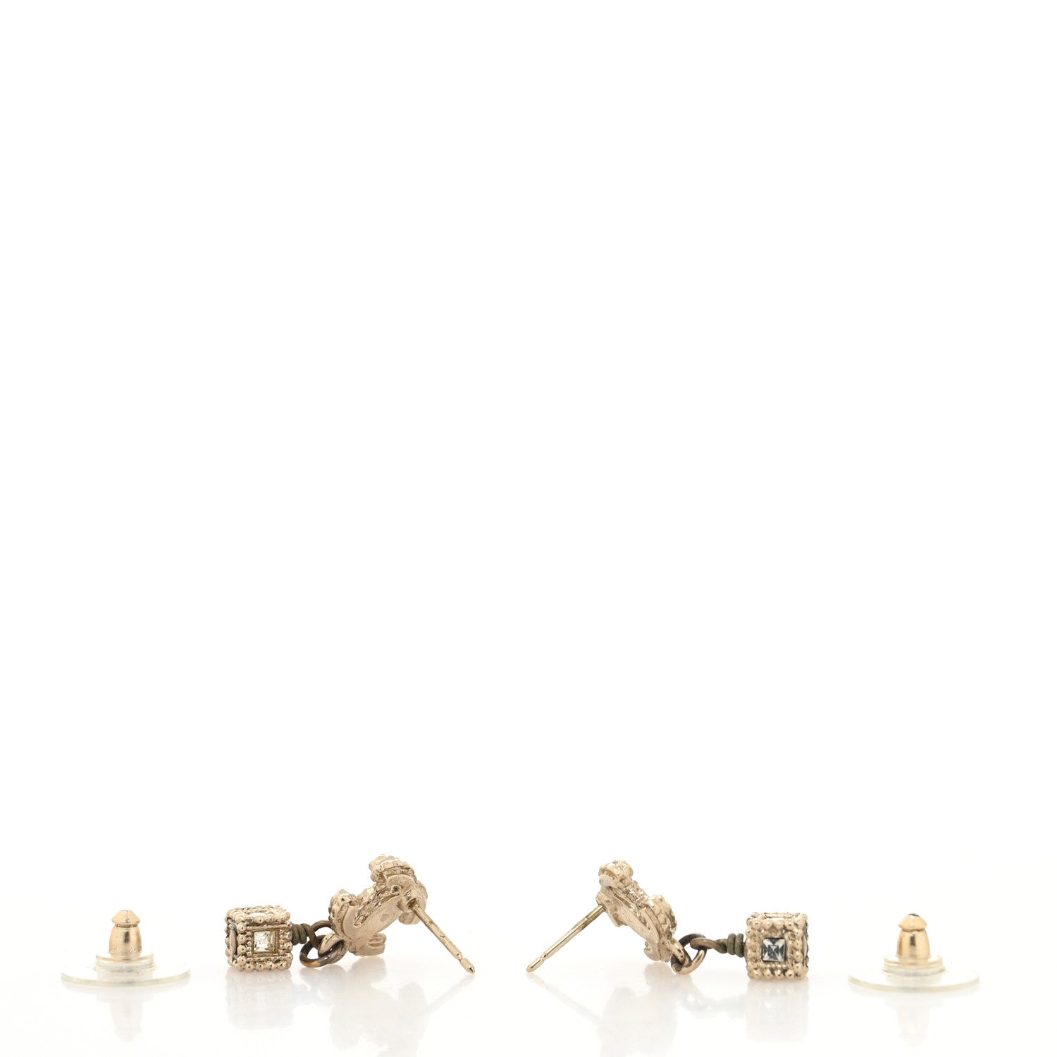 Chanel Crystal CC Drop Earrings Gold 3 of 4