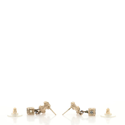 Chanel Crystal CC Drop Earrings Gold 3 of 4