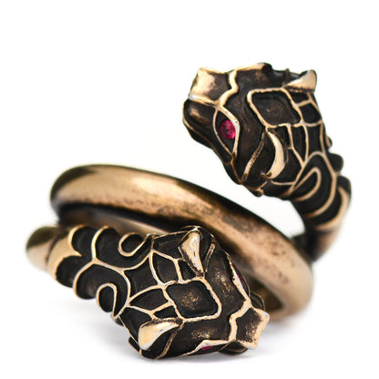 Gucci Tiger Heads Double Wrap Ring 59 8.75 Aged Gold 3 of 5