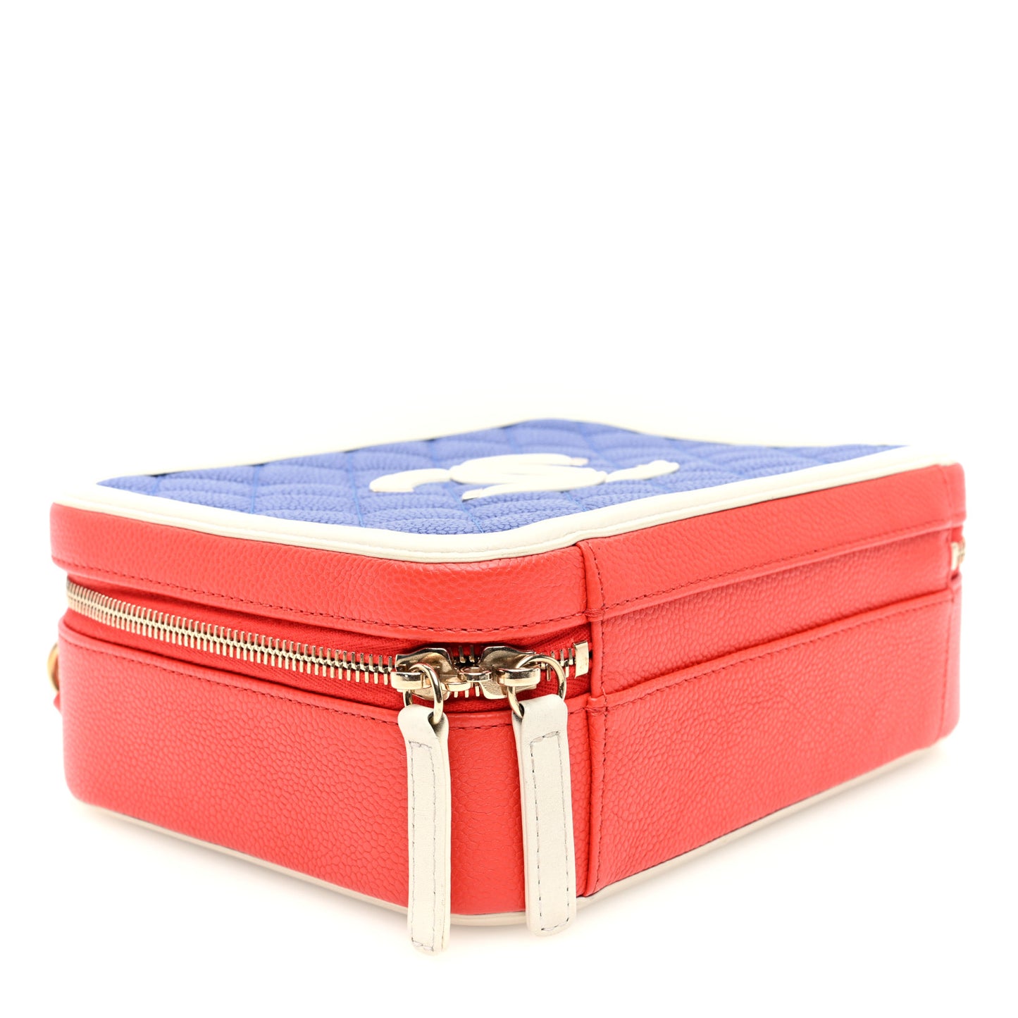 Caviar Quilted Medium CC Filigree Vanity Case Blue White Red