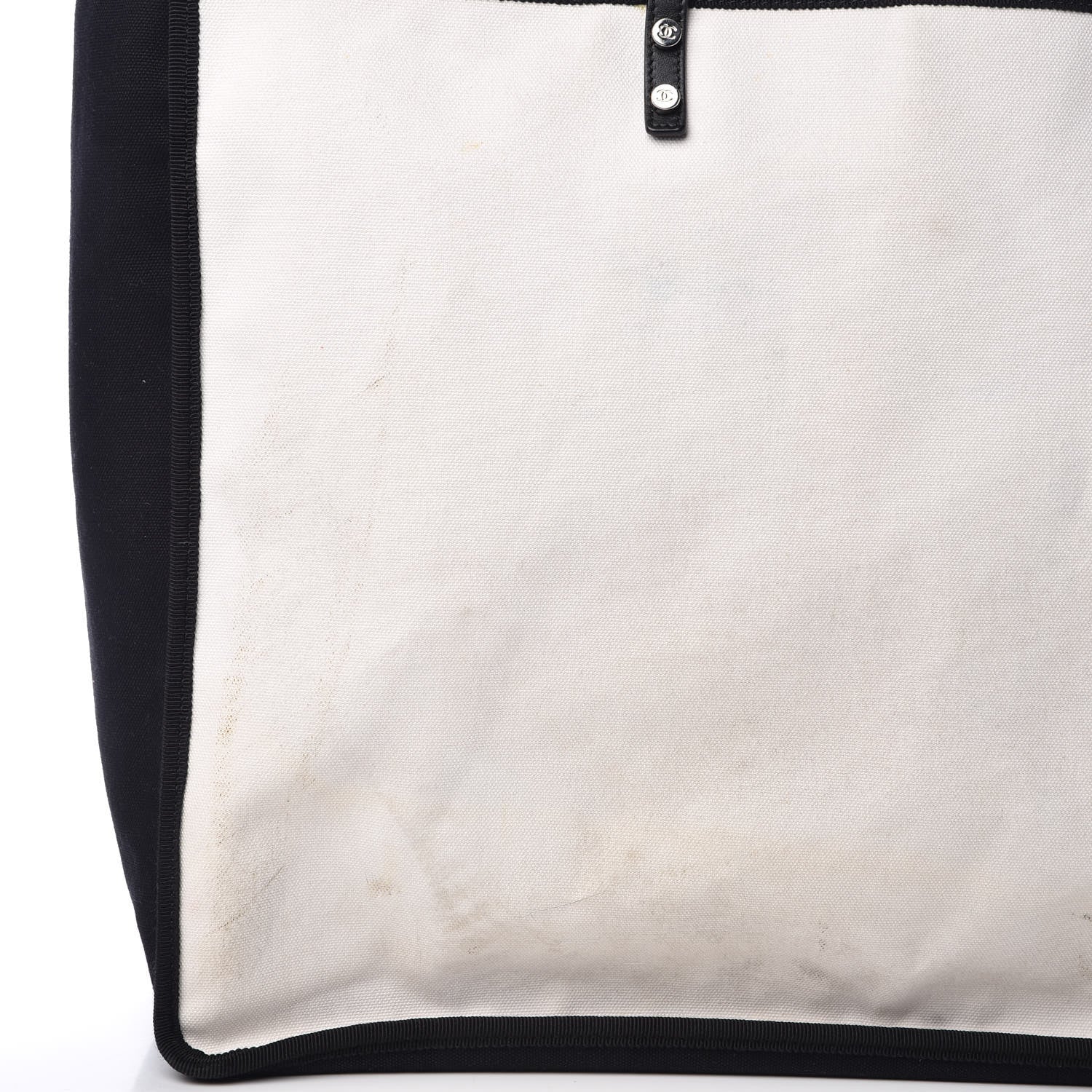 Chanel Canvas Calfskin Large Let's Demonstrate Tote White Black 12 of 18