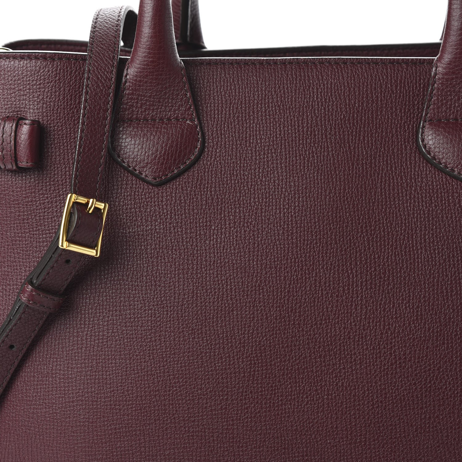 Burberry Grainy Calfskin House Check Medium Banner Tote Mahogany Red 8 of 8