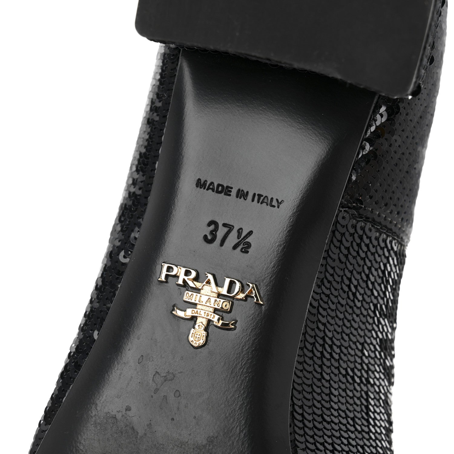 Prada Sequin Triangle Pumps 37.5 Black 7 of 11