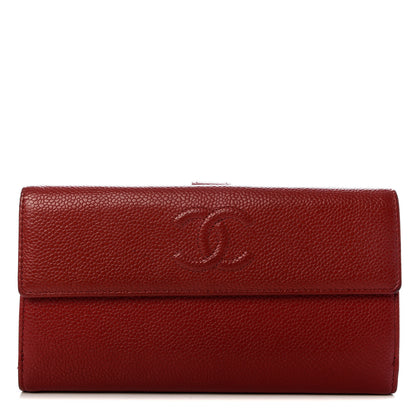 Chanel Caviar Timeless CC French Long Wallet Red 1 of 8