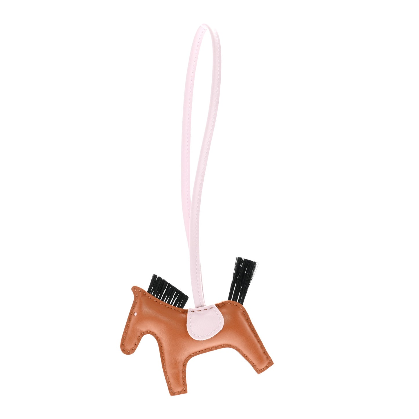 Milo Lambskin Horse Hair Grigri Rodeo Horse Bag Charm PM Gold Mauve Pale Black