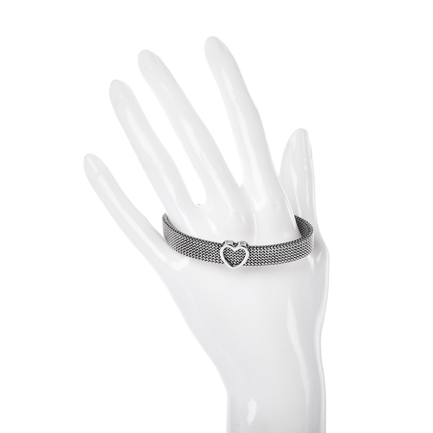 Tiffany Stainless Steel Somerset Mesh Reversible Heart Bracelet 2 of 4