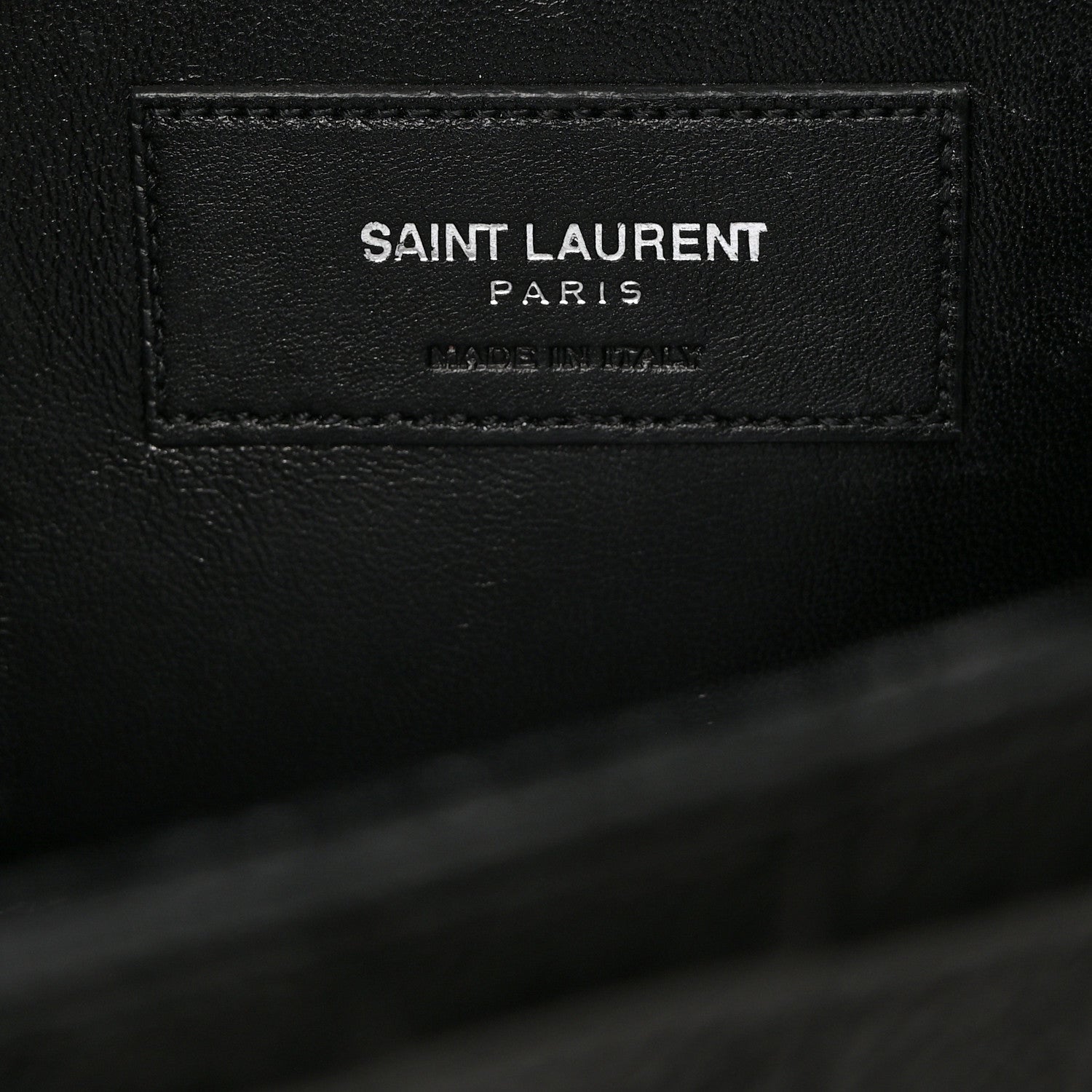 Saint Laurent Calfskin Crocodile Embossed Classic Monogram Tassel Clutch Black 6 of 10