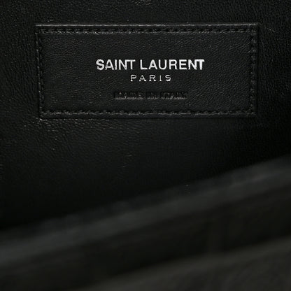 Saint Laurent Calfskin Crocodile Embossed Classic Monogram Tassel Clutch Black 6 of 10