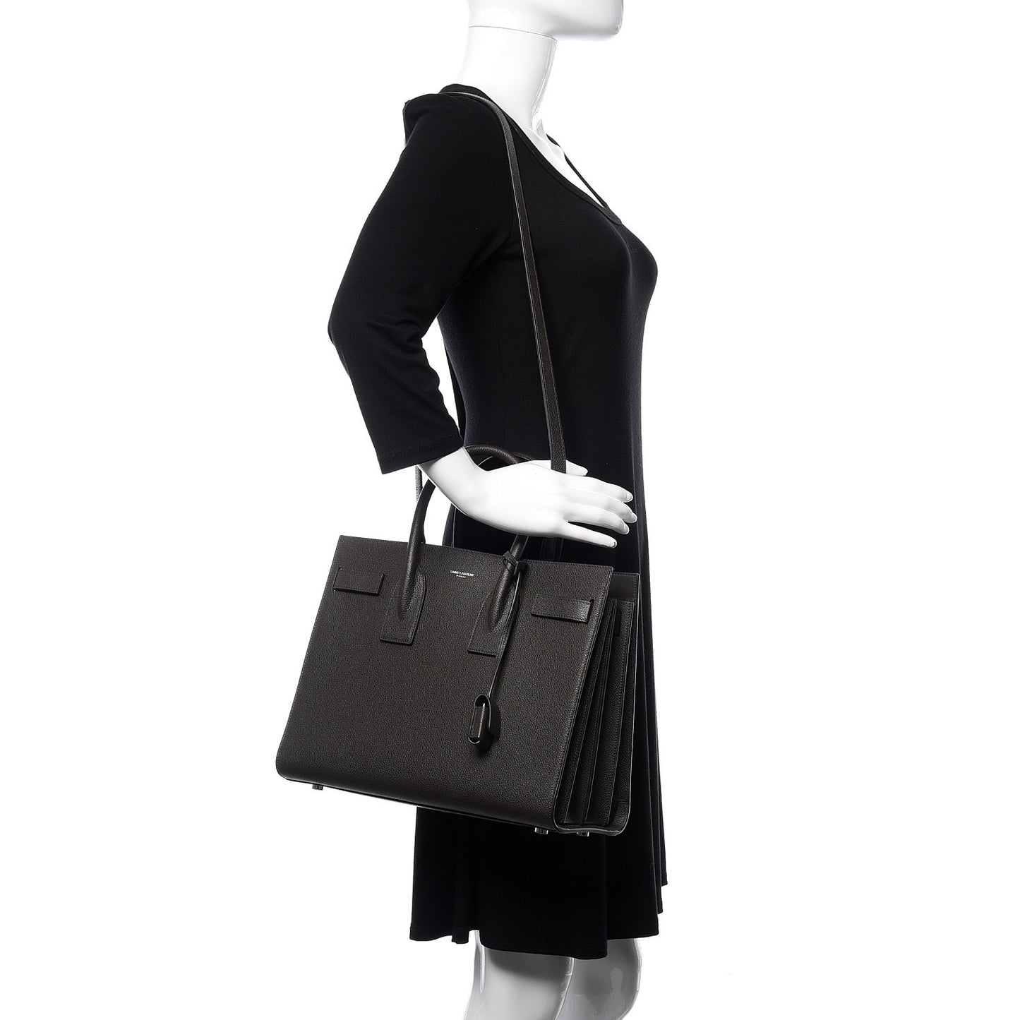 Grained Calfskin Small Sac De Jour Coal
