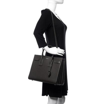 Saint Laurent Grained Calfskin Small Sac De Jour Coal 2 of 11