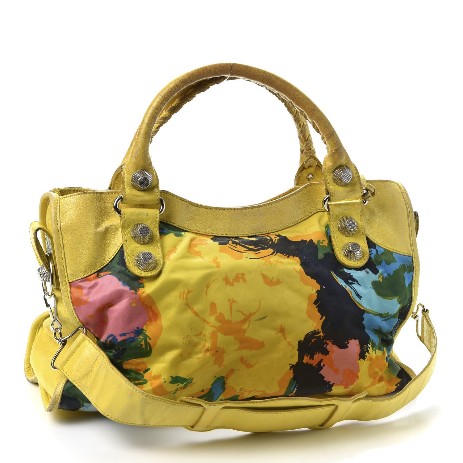 Balenciaga Agneau Canvas Floral Giant 21 Silver Hardware City Bouton D or 2 of 15
