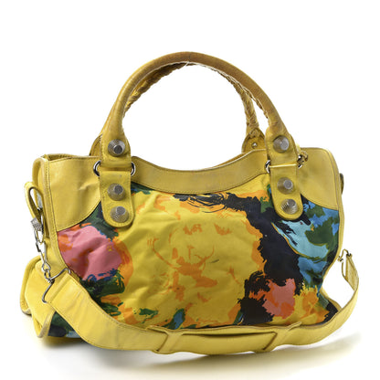 Balenciaga Agneau Canvas Floral Giant 21 Silver Hardware City Bouton D or 2 of 15