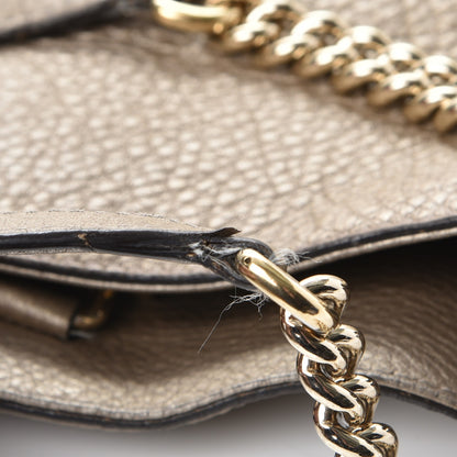 Gucci Metallic Pebbled Calfskin Medium Soho Chain Shoulder Bag Golden Beige 8 of 16
