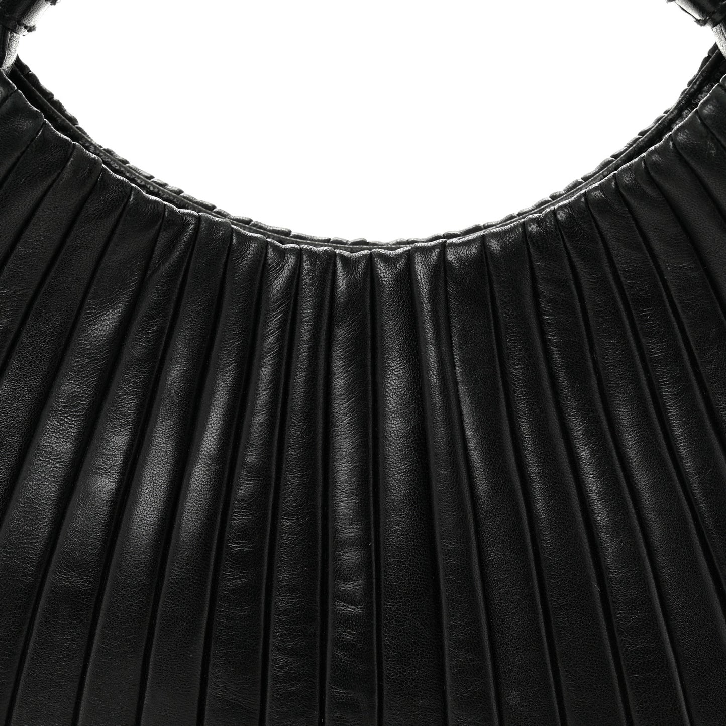Pleated Lambskin Horn Small Mombasa Hobo Black