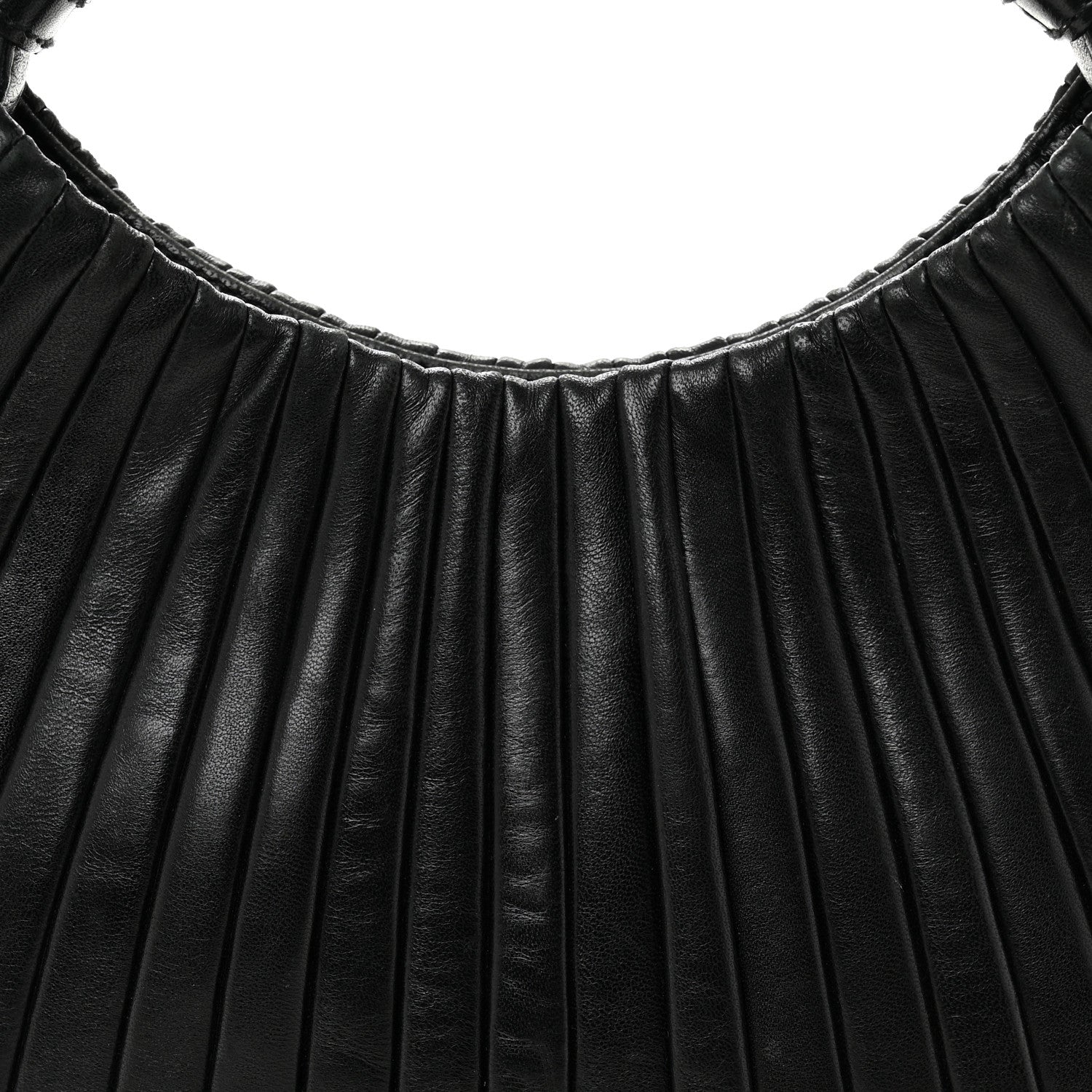 Saint Laurent Pleated Lambskin Horn Small Mombasa Hobo Black 7 of 10