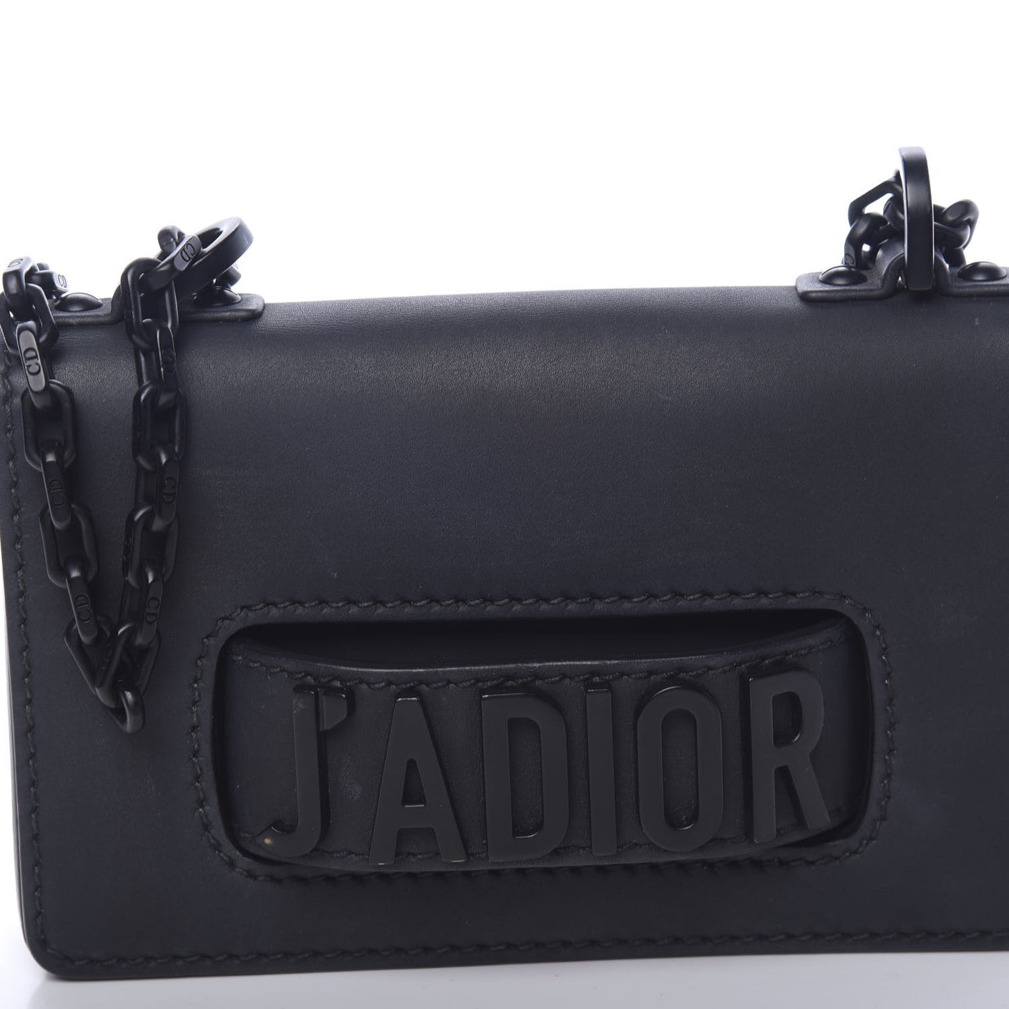 Ultra Matte Calfskin Mini J'Adior Chain Flap Bag Black