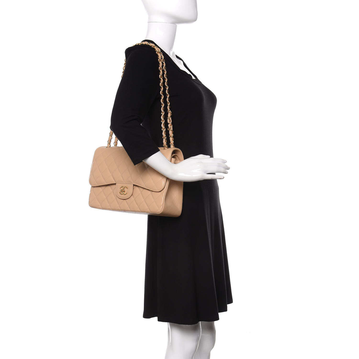 Chanel Caviar Quilted Jumbo Double Flap Beige Clair 2 of 10