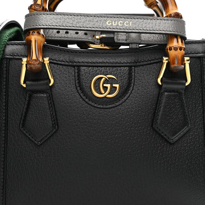 Gucci Textured Dollar Calfskin Web Mini Diana Tote Bag Black Dusty Grey 8 of 10