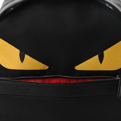 Fendi Nylon Vitello Elite Monster Eyes Rounded Backpack Black Yellow 8 of 10