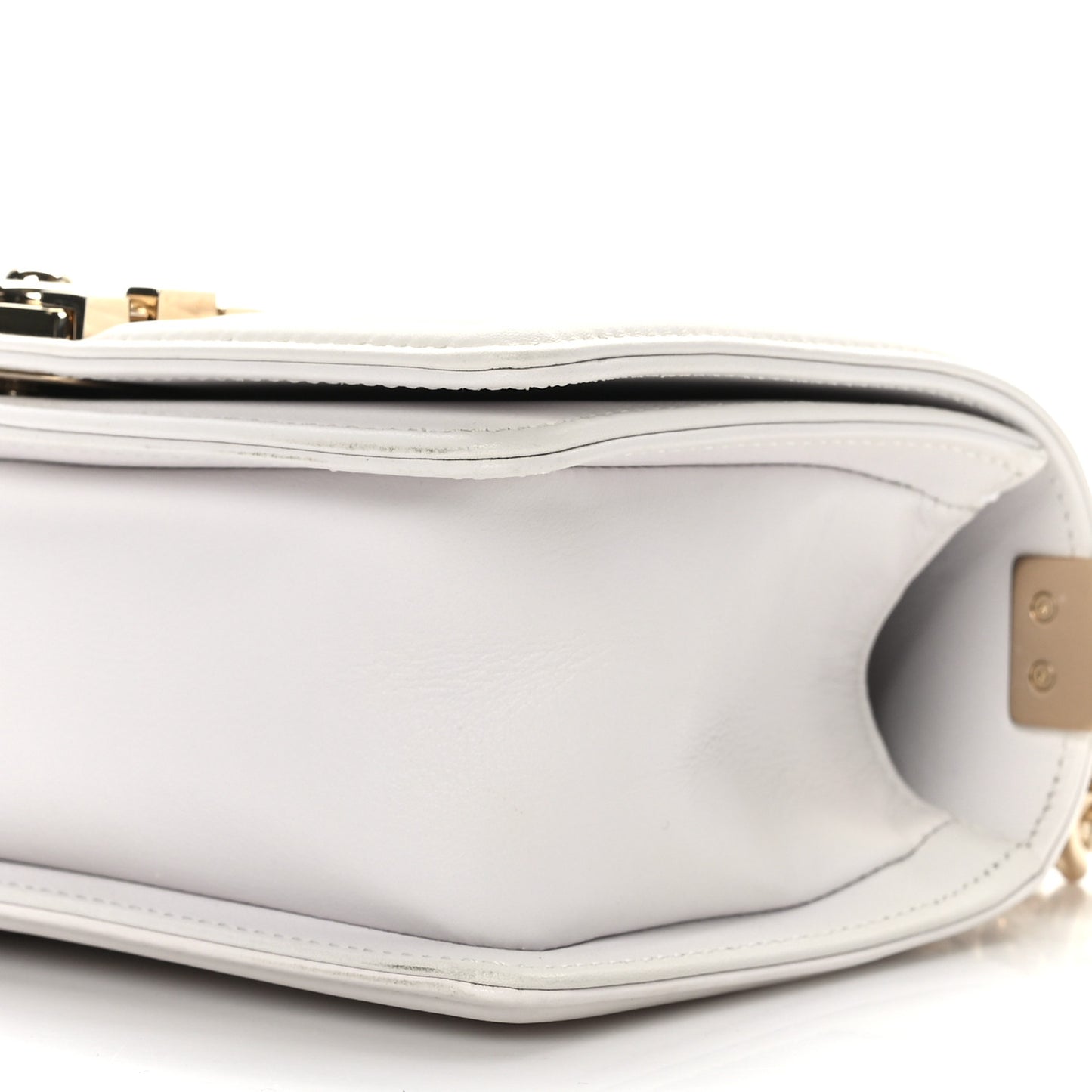 Calfskin Embroidered Small Boy Flap White