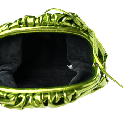 Bottega Veneta Metallic Crushed Calfskin The Mini Pouch Chlorophyll 5 of 9